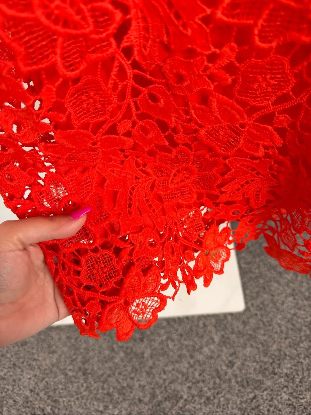 ASTR the Label Red Floral Lace Strapless Midi Dress Size L Cocktail Party - Picture 4 of 12